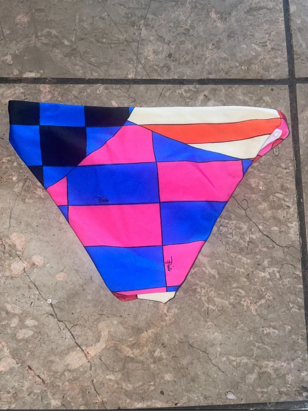 New! Emilio Pucci Kids Girls Pink Red Checkerboard Bikini Swim Bottom ❤️ 6Y